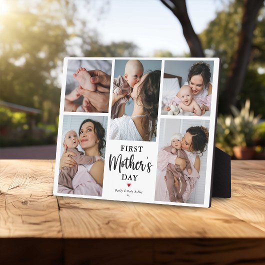 Minimale foto-collage-herinnering voor de eerste M Fotoplaat