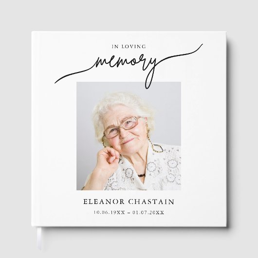 Minimale Foto Condoleance 'In Loving Memory' Gastenboek (Voorkant)