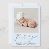 Minimale foto Dank je Baby Boy Birth Aankondiging (Voorkant)