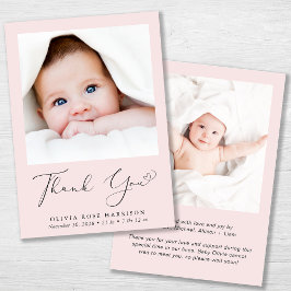 Minimale foto Dank je baby Girl Birth Aankondiging