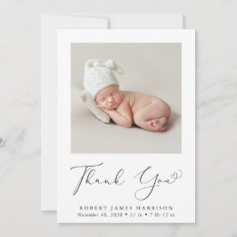 Minimale foto Dank u geboorteaankondiging
