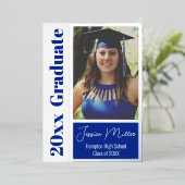 Minimale foto diploma feestje folie uitnodiging (Staand Voorkant)