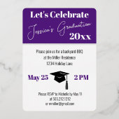 Minimale foto diploma uitreikingsfeestje folie uitnodiging (Achterkant)