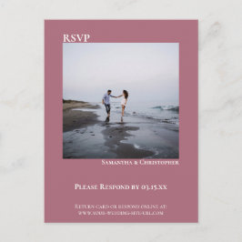 Minimale foto Eenvoudig Roos-huwelijk RSVP Briefkaart