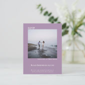 Minimale foto Eenvoudige lavender Weddenschap RSVP Briefkaart (Staand voorkant)