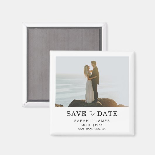 Minimale foto elegant Modern slaat de datum op Magneet (Voorkant / Achterkant)