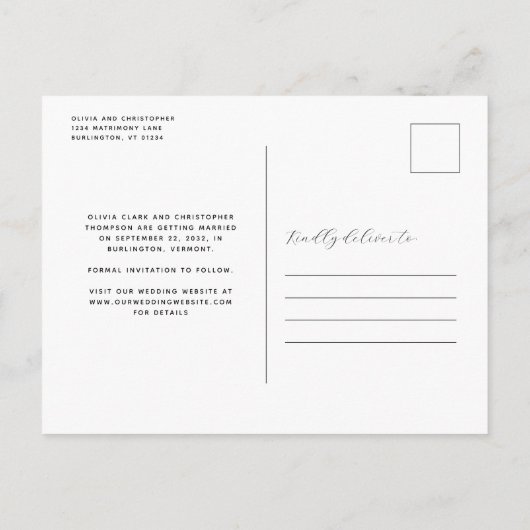 Minimale foto Emerald Green Gold Bewaar de datum Aankondigingskaart (Achterkant)