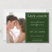 Minimale foto | Emerald Green Save the Date (Voorkant)
