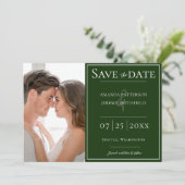 Minimale foto | Emerald Green Save the Date (Staand voorkant)