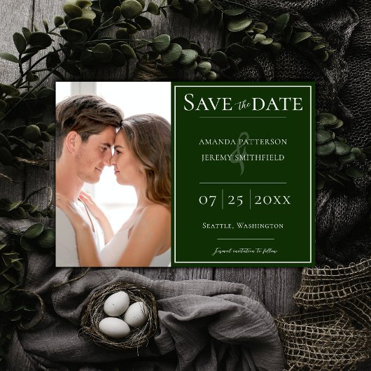 Minimale foto | Emerald Green Save the Date