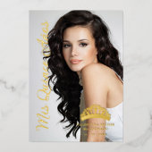 Minimale foto-Fancy kalligrafie bij Crown Quinceañ Folie Uitnodiging (Voorkant)