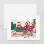 Minimale foto gehuwd en grof zwart LGBTQ-script Feestdagenkaart (Voorkant / Achterkant)