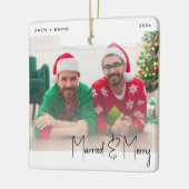 Minimale foto gehuwd en grof zwart LGBTQ-script Keramisch Ornament (Links)