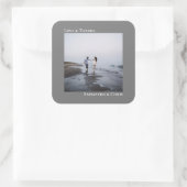 Minimale foto grijze liefde en Bedankt bruiloft Vierkante Sticker (Tas)