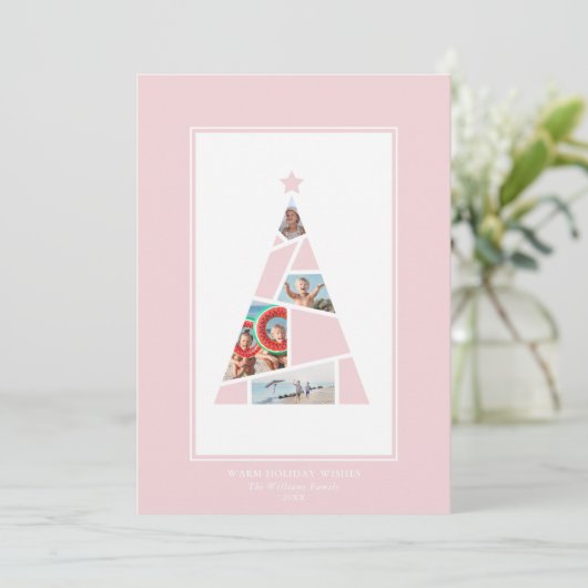 Minimale foto kerstboom feestdagenkaart (Staand voorkant)