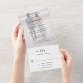 Minimale foto klassieke elegante bruiloft all in one uitnodiging (Afscheurbaar)