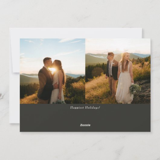 Minimale foto met Elegant-gehuwd kerstscript Feestdagenkaart (Achterkant)