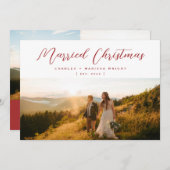 Minimale foto met Elegant-gehuwd kerstscript Feestdagenkaart (Voorkant / Achterkant)