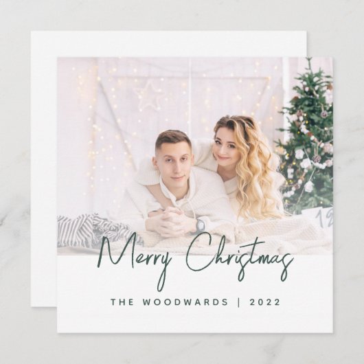 Minimale foto met kerstgroen script (Voorkant / Achterkant)