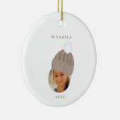 Minimale foto met kerstmis met Pet Taupe Keramisch Ornament (Rechts)