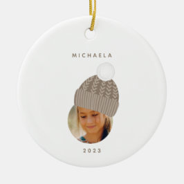 Minimale foto met kerstmis met Pet Taupe Keramisch Ornament