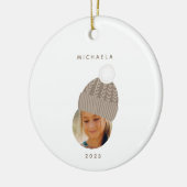 Minimale foto met kerstmis met Pet Taupe Keramisch Ornament (Links)