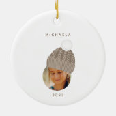 Minimale foto met kerstmis met Pet Taupe Keramisch Ornament (Achterkant)