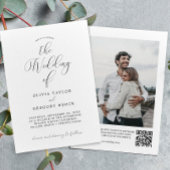 Minimale foto met QR Code Wedding Invitation Kaart
