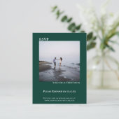 Minimale foto Modern Emerald Green Wedding RSVP Briefkaart (Staand voorkant)