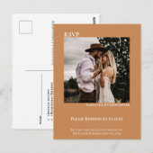 Minimale foto Modern Golden Tan Wedding RSVP Briefkaart (Voorkant / Achterkant)