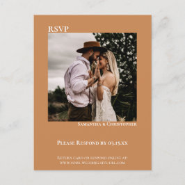 Minimale foto Modern Golden Tan Wedding RSVP Briefkaart