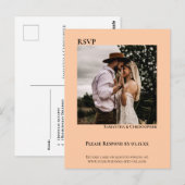 Minimale foto Modern Koral Peach Wedding RSVP Briefkaart (Voorkant / Achterkant)