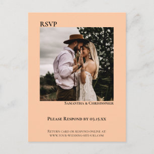 Minimale foto Modern Koral Peach Wedding RSVP Briefkaart