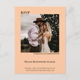Minimale foto Modern Koral Peach Wedding RSVP Briefkaart