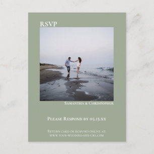 Minimale foto Modern Sage Green Wedding RSVP Briefkaart