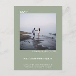 Minimale foto Modern Sage Green Wedding RSVP Briefkaart