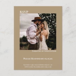 Minimale foto Modern Sandy Tan Wedding RSVP Briefkaart