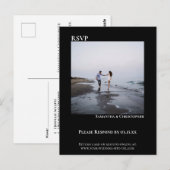 Minimale foto Modern Simple Black Wedding RSVP Briefkaart (Voorkant / Achterkant)