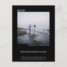 Minimale foto Modern Simple Black Wedding RSVP Briefkaart