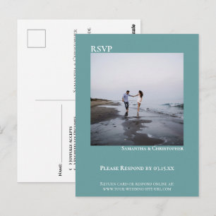 Minimale foto Modern Simple Blauwgroen Wedding RSV Briefkaart