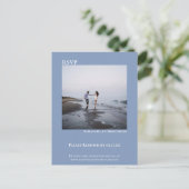 Minimale foto Modern Simple Blue Wedding RSVP Briefkaart (Staand voorkant)