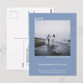 Minimale foto Modern Simple Blue Wedding RSVP Briefkaart (Voorkant / Achterkant)