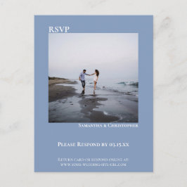 Minimale foto Modern Simple Blue Wedding RSVP Briefkaart