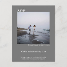 Minimale foto Modern Simple Grey Wedding RSVP Briefkaart