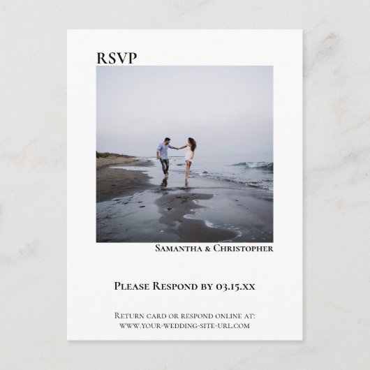 Minimale foto Modern Simple Wedding RSVP Briefkaart (Voorkant)
