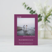 Minimale foto Moderne Cassis Simple Wedding RSVP Briefkaart (Staand voorkant)
