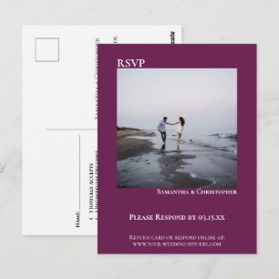 Minimale foto Moderne Cassis Simple Wedding RSVP Briefkaart