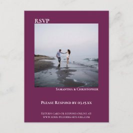 Minimale foto Moderne Cassis Simple Wedding RSVP Briefkaart