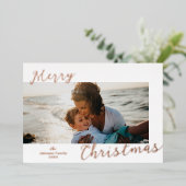 Minimale foto moderne kerst folie feestdagenkaart (Staand Voorkant)