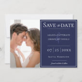 Minimale foto | Navy Blue Save the Date (Voorkant)